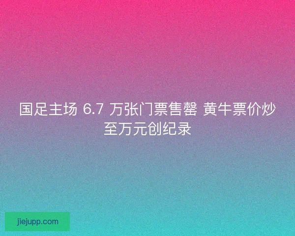 国足主场 6.7 万张门票售罄 黄牛票价炒至万元创纪录