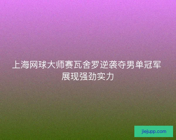 上海网球大师赛瓦舍罗逆袭夺男单冠军 展现强劲实力