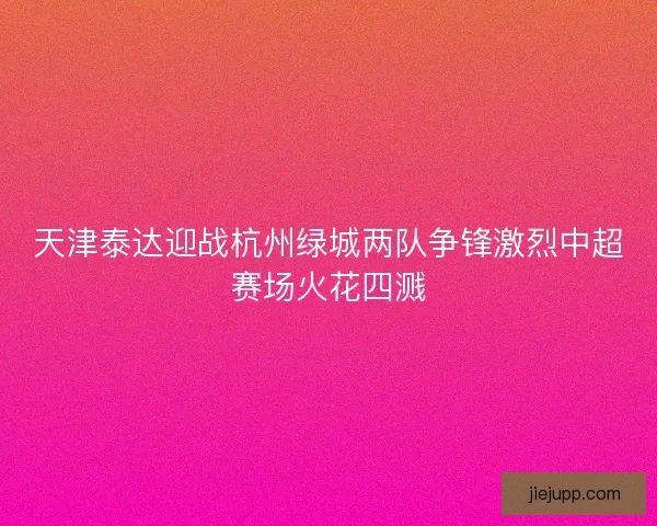 天津泰达迎战杭州绿城两队争锋激烈中超赛场火花四溅